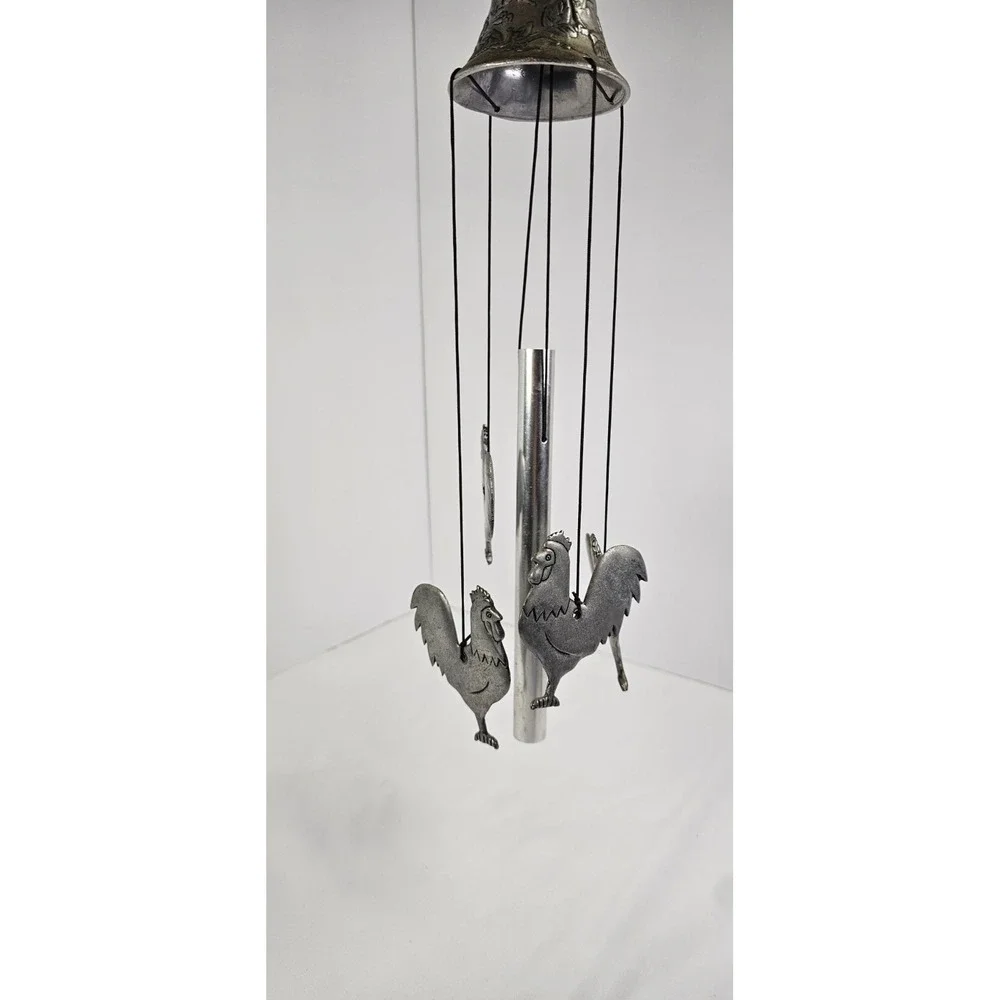 Metal Rooster Wind Chime Hanging Farmhouse‎ Garden Porch Decor Bell Top